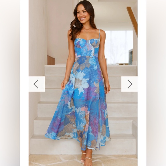 NWT NEW Billy J Rahima Maxi Dress - Blue Floral Womens AU SIZE 8 US SIZE 4 - Picture 2 of 14